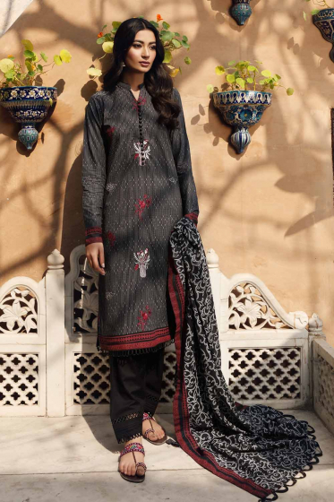 3 PC Lawn Unstitched Embroidered Suit CL-1238